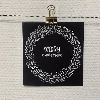 Christmas card in black and white