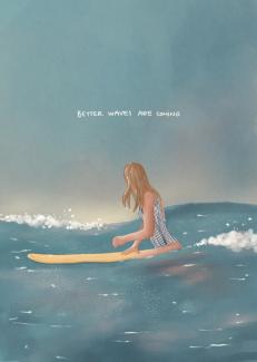 surfing woman