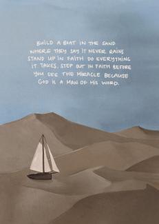 boat in a desert