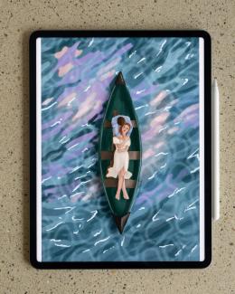 illustration of a couple in a boat