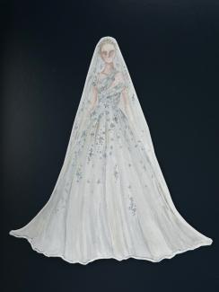 a bride, illustrated with aquarell