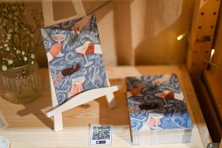 cheers postcard, for congratulations, blue, aesthetic, wedding inspired, lovely, illustration