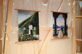 two romantic, personal illustrations. a proposal and a wedding