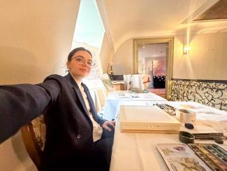 me at a wedding fair in a castle, Basel, Switzerland, live illustrating, samples
