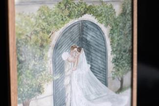 close up, bespoke wedding illustration, watercolour, custom art piece, 