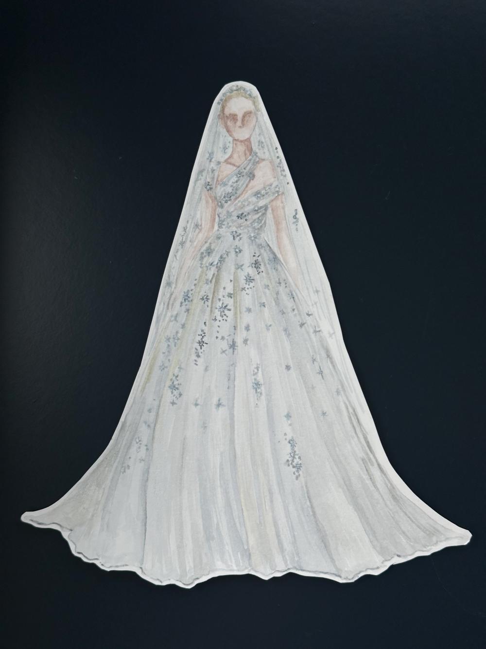 a bride, illustrated with aquarell
