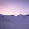 a mountain range, morning pink sky