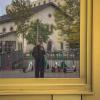 mirror selfie in a window