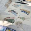 five live fashion illustration of wedding guests